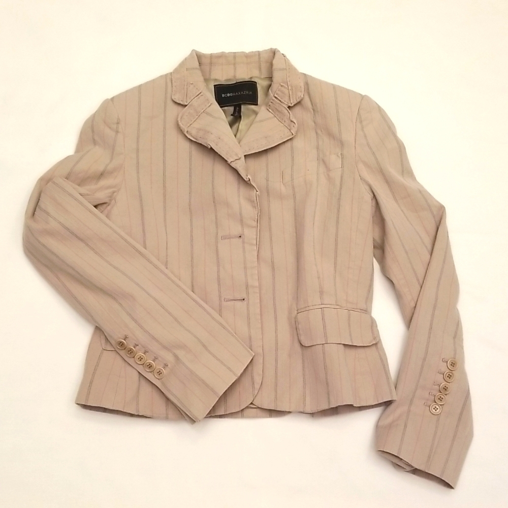 BCBG stretch cotton blazer in khaki size small